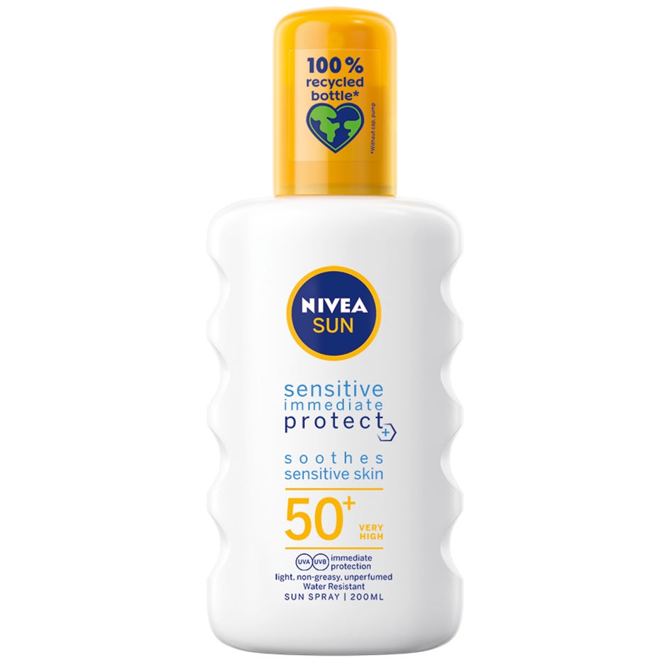 Protect & Sensitive Soothing Spray SPF50+, 200 ml Nivea Solskydd Protect & Sensitive Soothing Spray SPF50+, 200 ml Nivea Solskydd