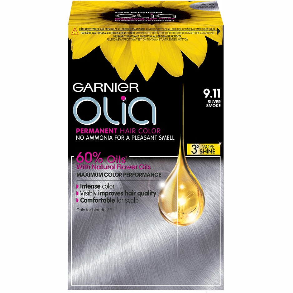 Garnier Olia Permanent Hair Colour 9.11 Silver Smoke, Garnier Färg Garnier Olia Permanent Hair Colour 9.11 Silver Smoke, Garnier Färg