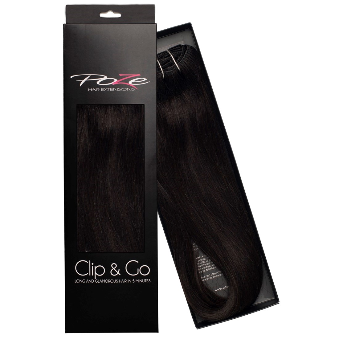Poze Hairextensions Poze Clip&Go Löshår Äkta 1B Midnight Brown 7 delar Poze Hairextensions Poze Clip&Go Löshår Äkta 1B Midnight Brown 7 delar